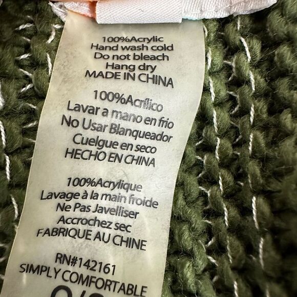 LuLaRoe Women's One Size Mimi Knit Sweater Poncho Olive Green Marl With Fringe - Picture 6 of 7